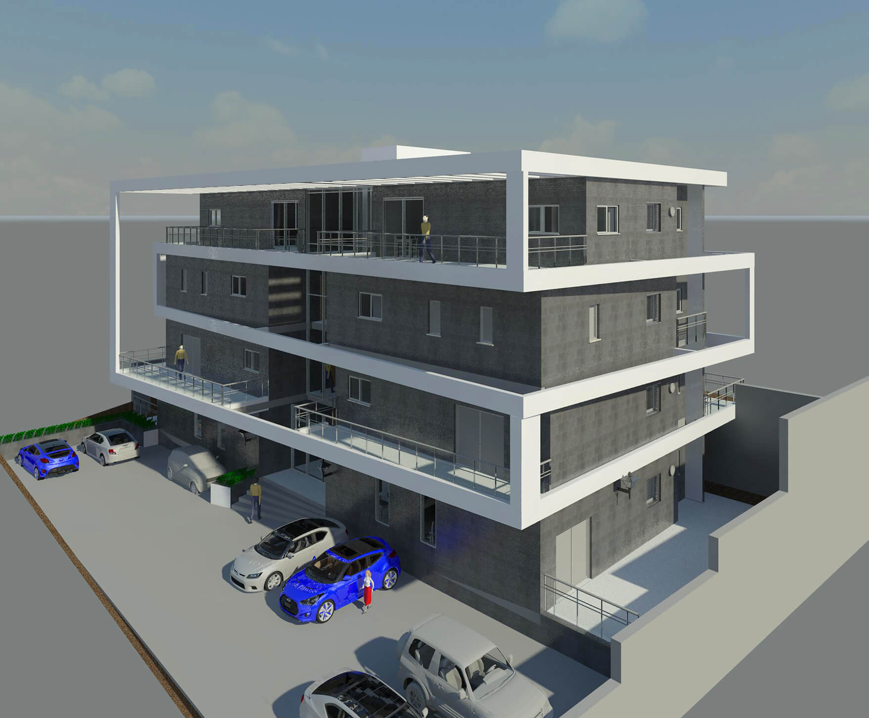 בנייה רוויה – פרויקט דירות בטבריה - מבט מהצד